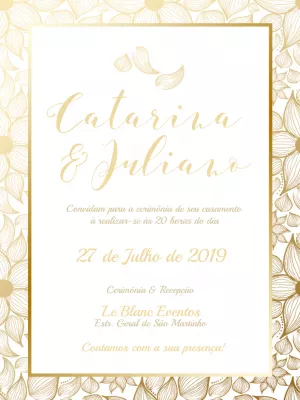 Convite Casamento - Branco E Dourado para casamento