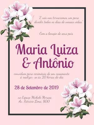 Convite Casamento Floral - Lilás Roxo para casamento