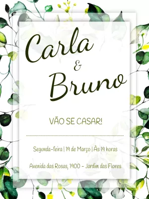 Convite Casamento Floral Festa para casamento