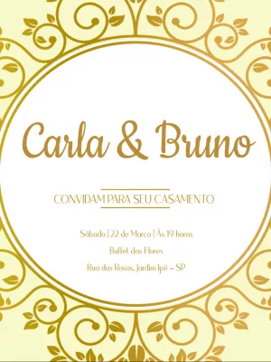 Convite Casamento Arabescos Dourados para casamento