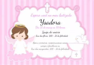 Convite Batizado Anjinha Rosa para batizado