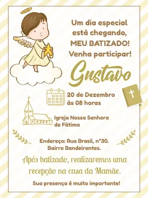 Convite Batizado Anjinho Branco para batizado