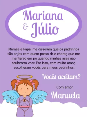 Convite Padrinhos De Batismo Religião para batizado