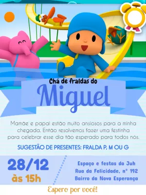 Chá De Fraldas Pocoyo Rosa
