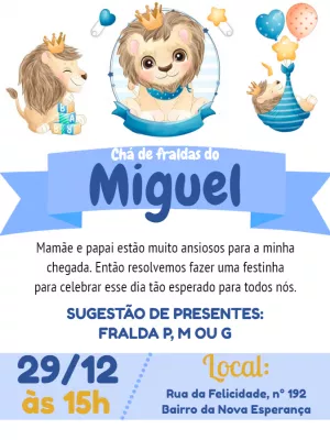 Chá De Fraldas Leão Azul