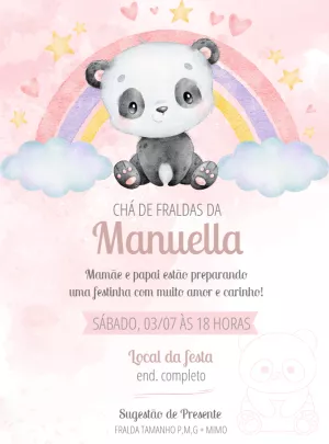 Chá De Fraldas Pandinha Rosa Elefantinho