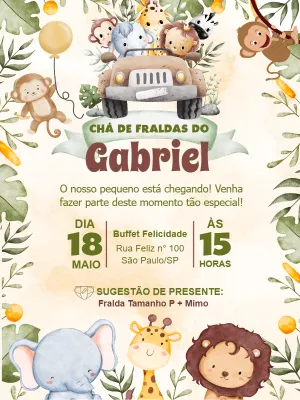 Chá De Fraldas Safari Infantil