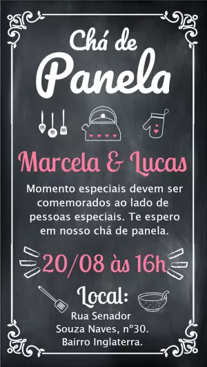 Chá De Cozinha Panela Chalkboard Preto