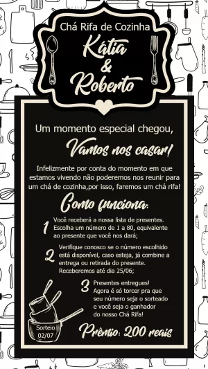 Convite Chá Rifa De Cozinha Panela para chá de panela