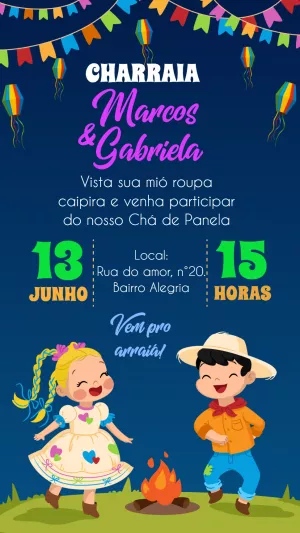 Convite Charraiá Junino Arraia para chá de panela