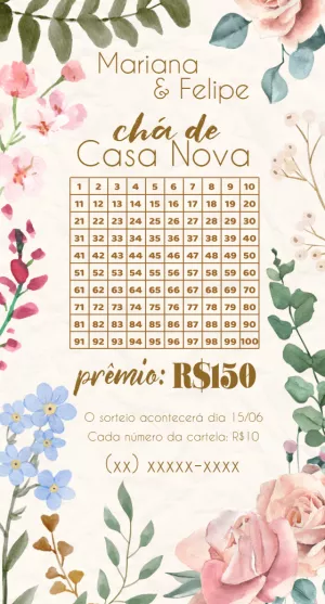 Chá Rifa De Cozinha Floral Casamento