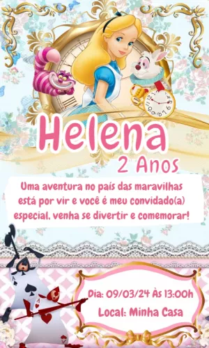 Convite Alice No País Das Maravilhas Pais para datas comemorativas