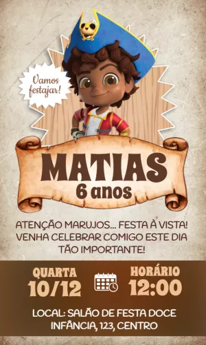 Convite Santiago Dos Mares Marrom para datas comemorativas