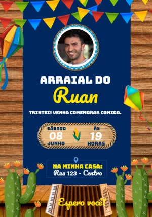Convite Arraial Festa Junina Com Foto São para datas comemorativas