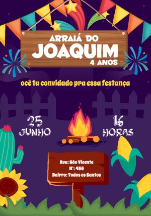 Convite Arraiá Festa Junina Estrelas para datas comemorativas