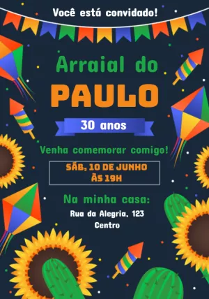 Convite Arraial Festa Junina Balão para datas comemorativas