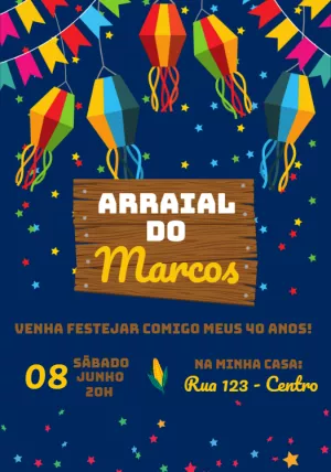 Convite Arraial Festa Junina Bandeirolas para datas comemorativas