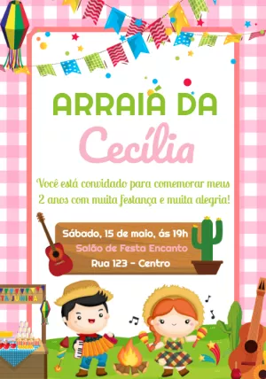 Convite Arraiá Festa Junina Fogueira para datas comemorativas
