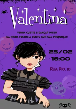 Convite Wandinha Addams Modelos para datas comemorativas
