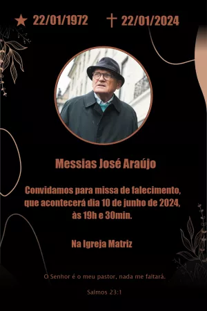 Convite Missa De Sétimo Dia Com Foto Falecido para datas comemorativas