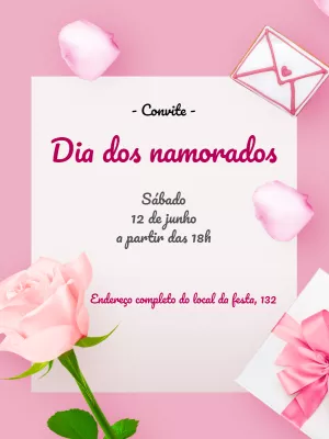Convite Dia Dos Namorados Flores para datas comemorativas
