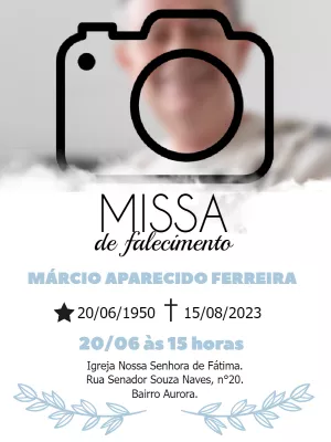 Convite Missa De Falecimento Sétimo Dia Com Foto Setimo para datas comemorativas