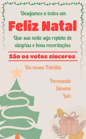 Convite Cartão De Feliz Natal Familia para datas comemorativas