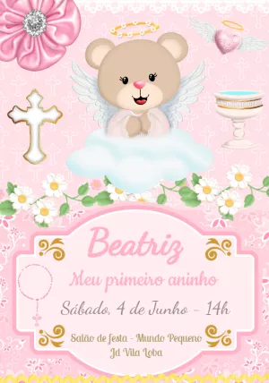 Convite Ursinha Princesa 1 para datas comemorativas