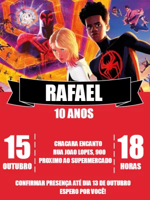 Convite Homem-aranha: Através Do Aranhaverso Digital para datas comemorativas