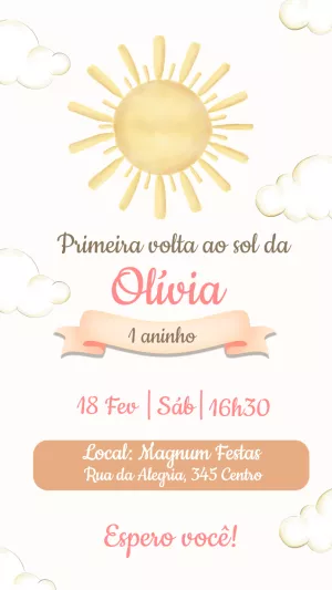 Convite Primeira Volta Ao Sol para primeira comunhão