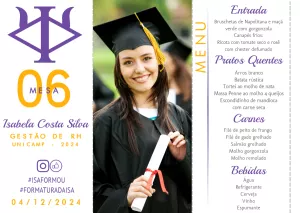Convite Menu Triângulo Formatura Gestão De Rh Com Foto Totem para formatura