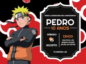 Convite Naruto para aniversário infantil