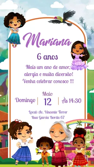 Convite Anivérsario Encanto Festa para aniversário infantil