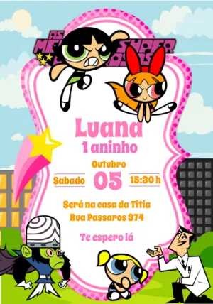 Convite As Meninas Super Poderosas Infantil para aniversário infantil