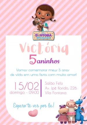 Convite Doutora Brinquedos Infantil para aniversário infantil