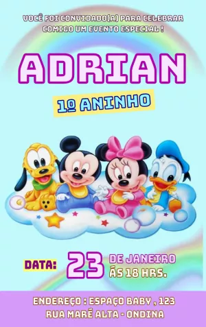 Convite Baby Looney Tunes Babylooneytunes para aniversário infantil