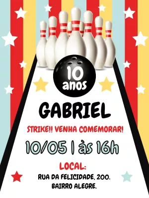 Convite Boliche Infantil para aniversário