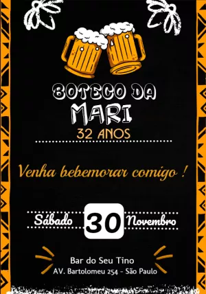 Convite Boteco Adulto para aniversário