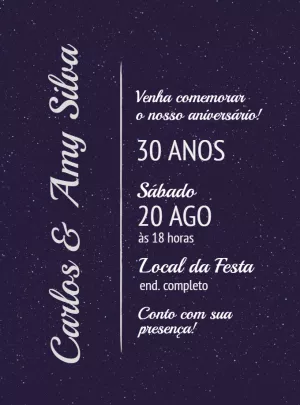Convite Casamento Roxo Elegante Adulto para aniversário