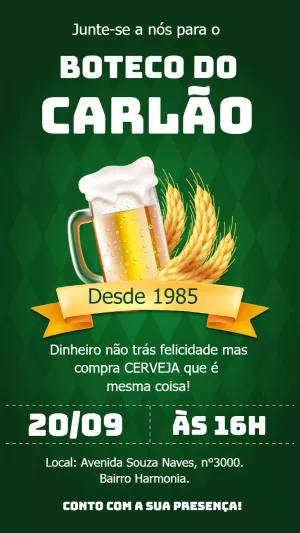 Convite Boteco Bar para aniversário