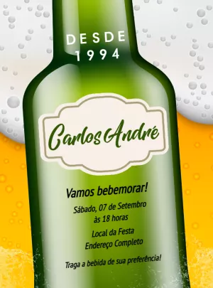 Convite Cerveja Boteco Heineken para aniversário