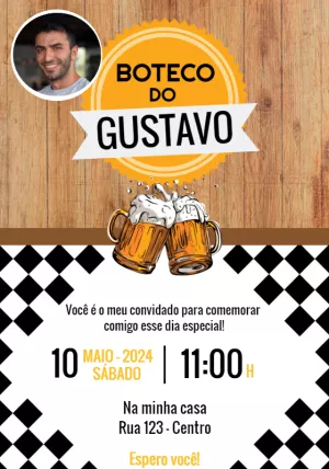 Convite Boteco Com Foto Lousa para aniversário