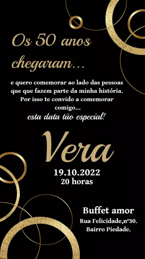 Convite 50 Anos Dourado 40 para aniversário
