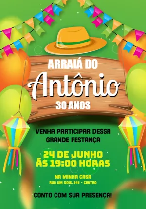 Convite Festa Junina Arraiá Sãojoão para aniversário
