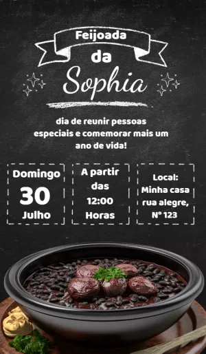 Convite Feijoada Almoço para aniversário
