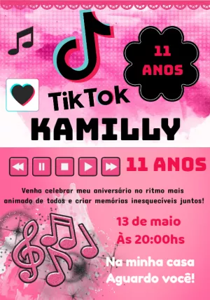 Convite Tiktok Canva para batizado