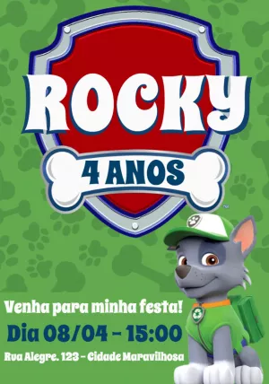 Convite Patrulha Canina Branco para aniversário infantil