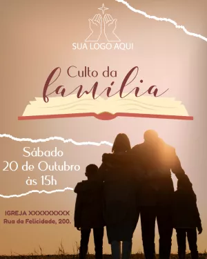 Convite Arte Para Culto Da Família Igreja Flyer para batizado