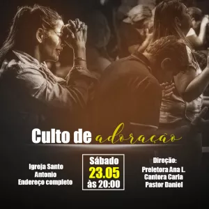 Convite Post Culto De Adoração Igreja para batizado