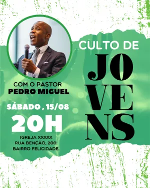 Convite Arte Para Culto De Jovens Igreja Com Foto Panfleto para batizado